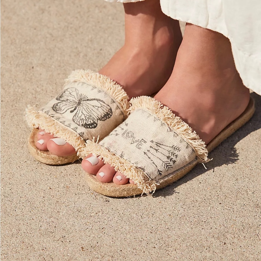 Free People Women’s Espadrille Slide Flats Boho Sz 40